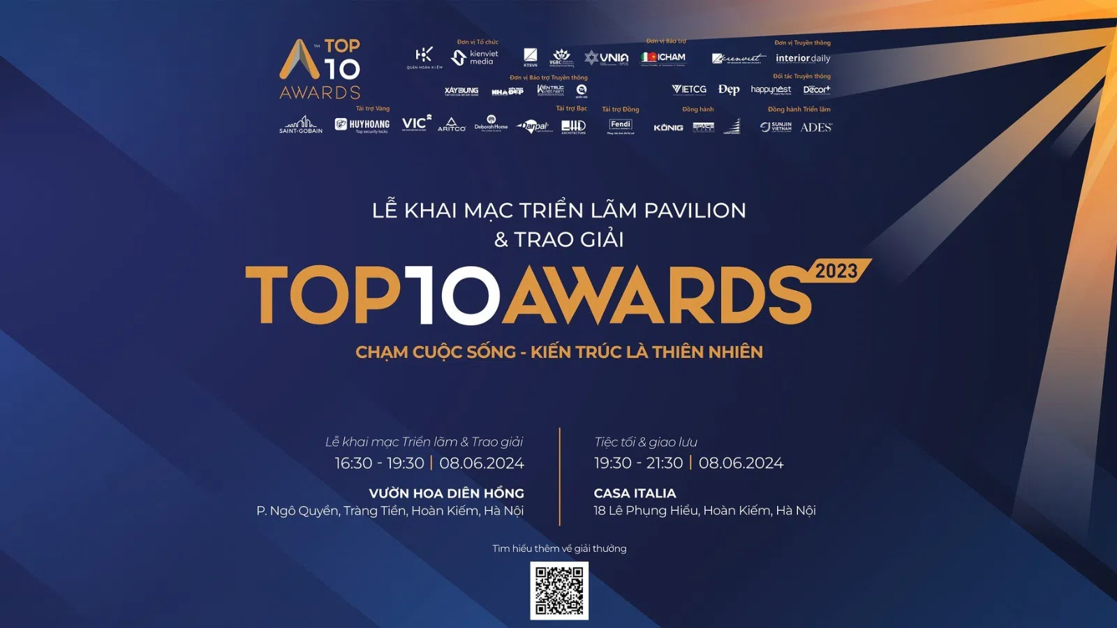 Read more about the article Lễ khai mạc triển lãm Top 10 Pavilion và Trao giải 30 thiết kế nhà ở, nội thất và công trình xanh Việt Nam nổi bật 2023